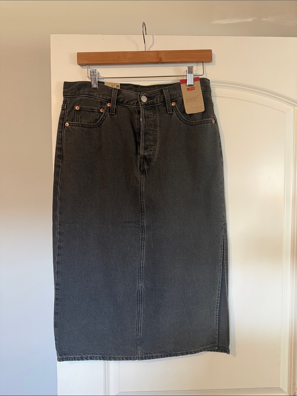 Levi's Washed Black Denim Pencil Skirt